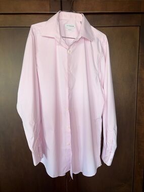 Haggar Men's Slim Fit, Light Pink Long-Sleeve Dress Shirt